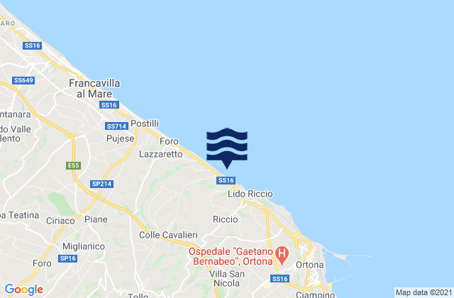 Mappa delle Getijden in Canosa Sannita, Italy
