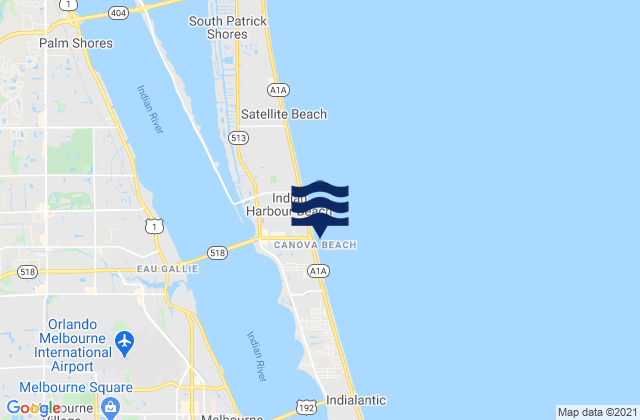 Mappa delle Getijden in Canova Beach, United States