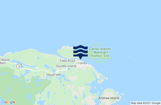 Mappa delle Getijden in Canso Harbour, Canada