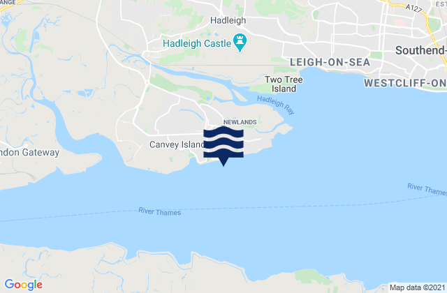 Mappa delle Getijden in Canvey Island Beach, United Kingdom