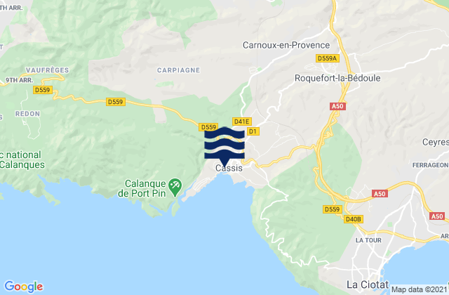 Mappa delle Getijden in Cap Rousset, France