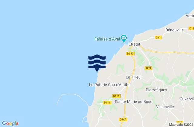 Mappa delle Getijden in Cap d'Antifer, France
