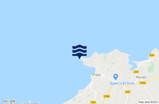 Mappa delle Getijden in Cap d'Erquy, France