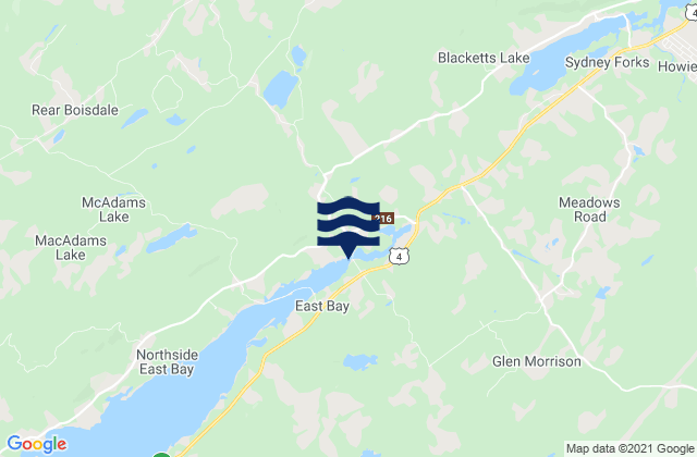 Mappa delle Getijden in Cape Breton County, Canada
