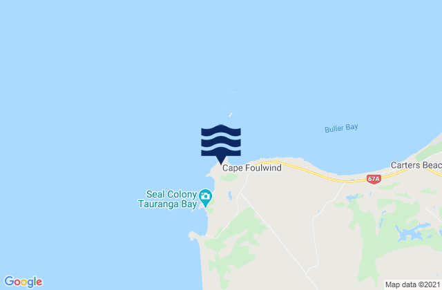 Mappa delle Getijden in Cape Foulwind, New Zealand