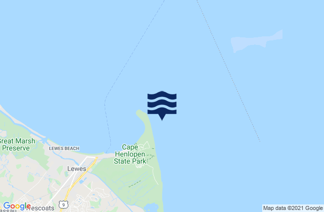 Mappa delle Getijden in Cape Henlopen 0.7 n.mi. ESE of, United States