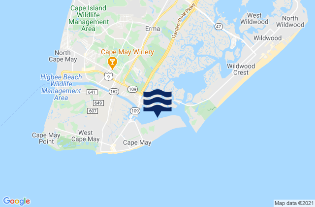 Mappa delle Getijden in Cape May Harbor, United States