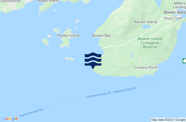 Mappa delle Getijden in Cape Roger Curtis, Canada