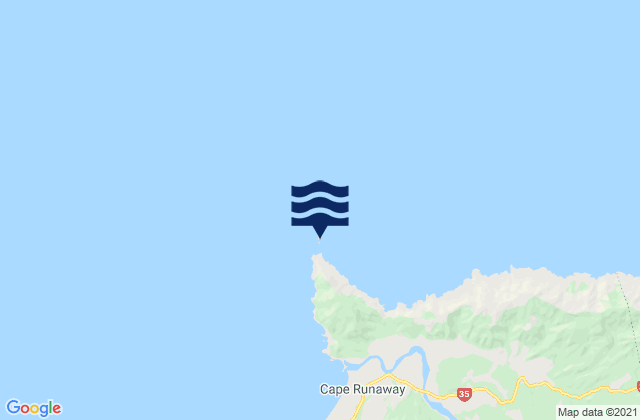 Mappa delle Getijden in Cape Runaway, New Zealand