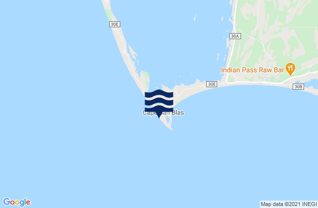 Mappa delle Getijden in Cape San Blas, United States