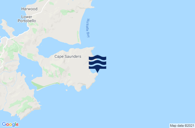 Mappa delle Getijden in Cape Saunders, New Zealand