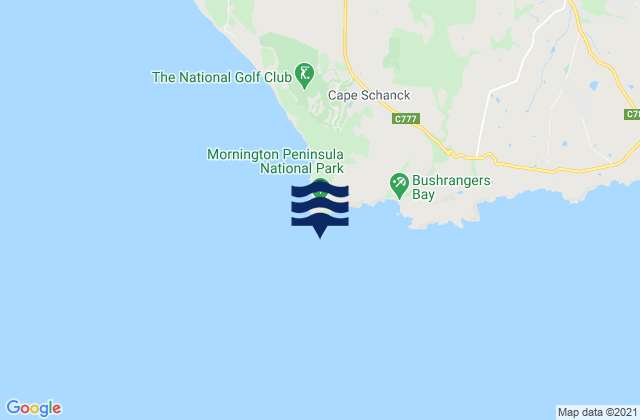 Mappa delle Getijden in Cape Schanck, Australia