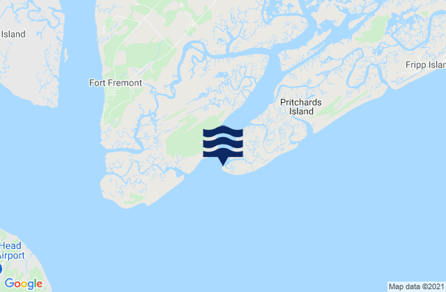 Mappa delle Getijden in Capers Island Trenchards Inlet, United States