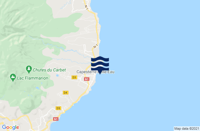 Mappa delle Getijden in Capesterre-Belle-Eau, Guadeloupe