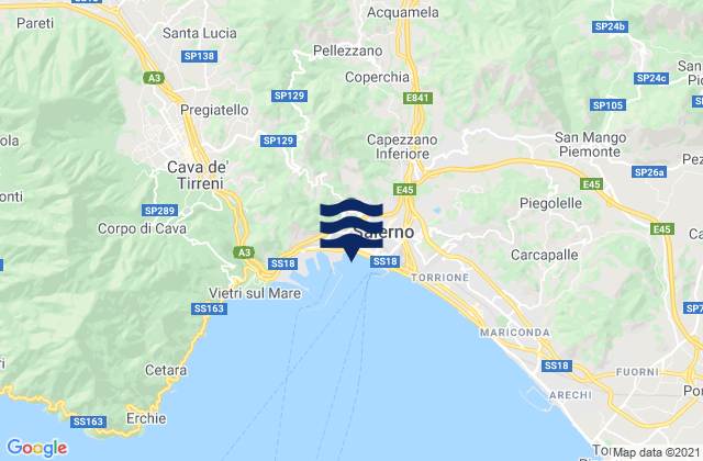 Mappa delle Getijden in Capezzano-Cologna, Italy