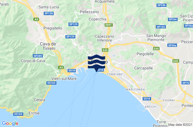 Mappa delle Getijden in Capezzano Inferiore, Italy