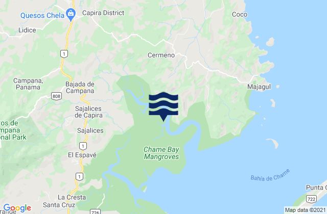 Mappa delle Getijden in Capira, Panama