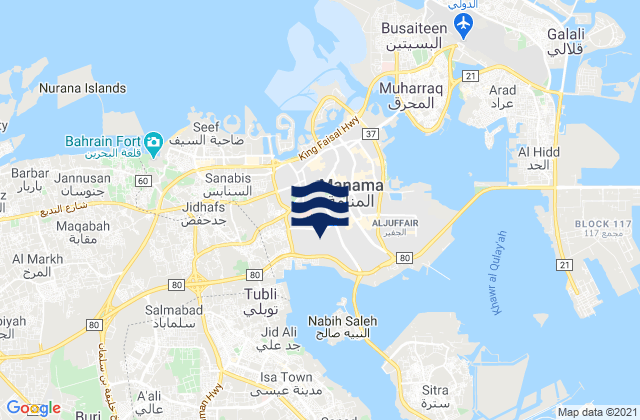 Mappa delle Getijden in Capital Governorate, Bahrain