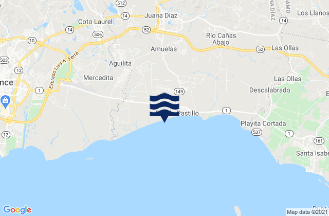 Mappa delle Getijden in Capitanejo Barrio, Puerto Rico