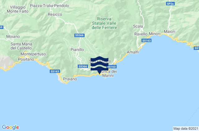 Mappa delle Getijden in Capo Conca, Italy