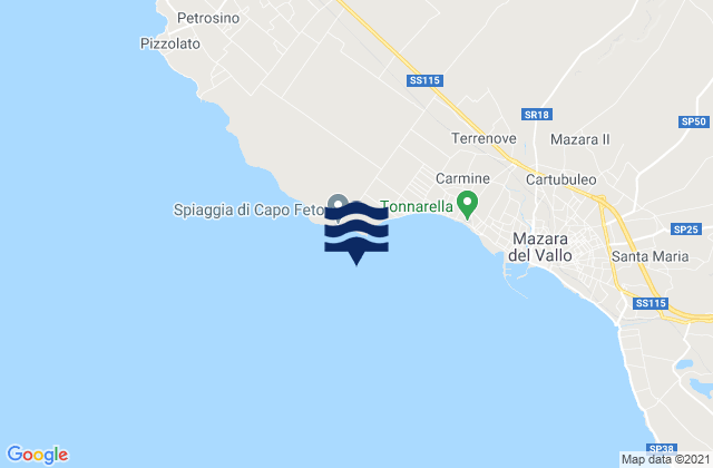 Mappa delle Getijden in Capo Feto, Italy