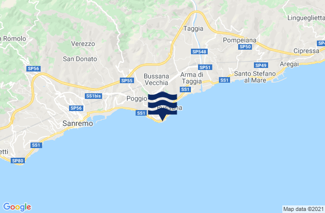 Mappa delle Getijden in Capo Verde, Italy
