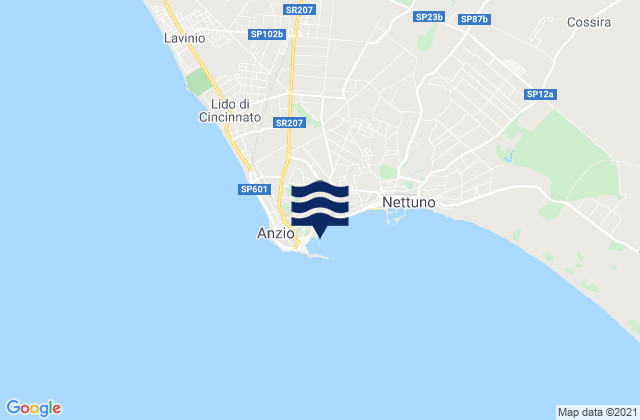 Mappa delle Getijden in Capo d'Anzio, Italy