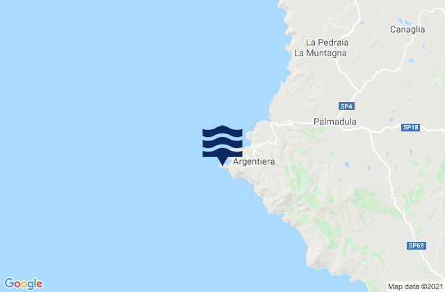 Mappa delle Getijden in Capo dell'Argentiera, Italy