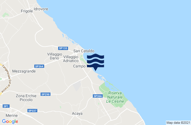 Mappa delle Getijden in Caprarica di Lecce, Italy