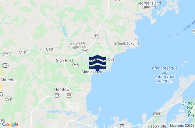 Mappa delle Getijden in Captains Cove, United States