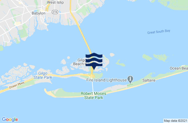 Mappa delle Getijden in Captree Island, United States