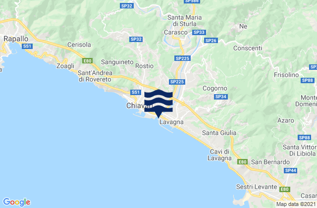 Mappa delle Getijden in Carasco, Italy