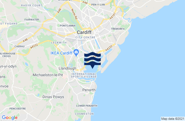 Mappa delle Getijden in Cardiff Bay, United Kingdom