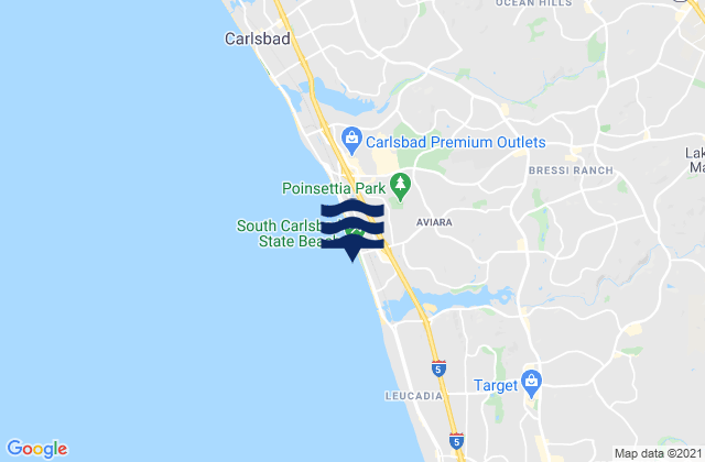 Mappa delle Getijden in Carlsbad City Beach, United States