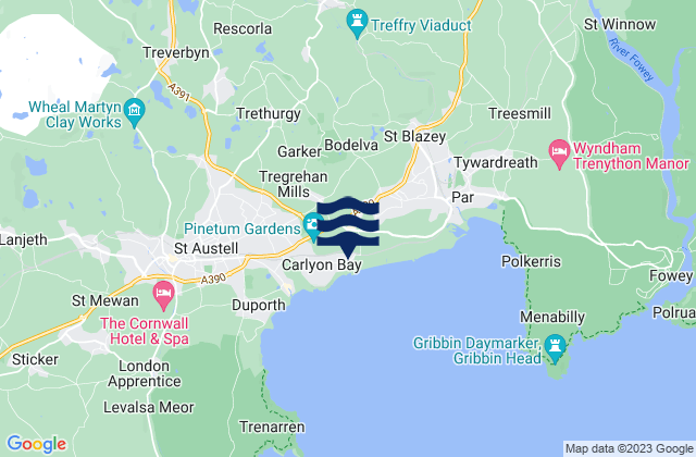 Mappa delle Getijden in Carlyon Bay, United Kingdom