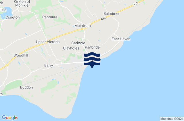 Mappa delle Getijden in Carnoustie Bay, United Kingdom
