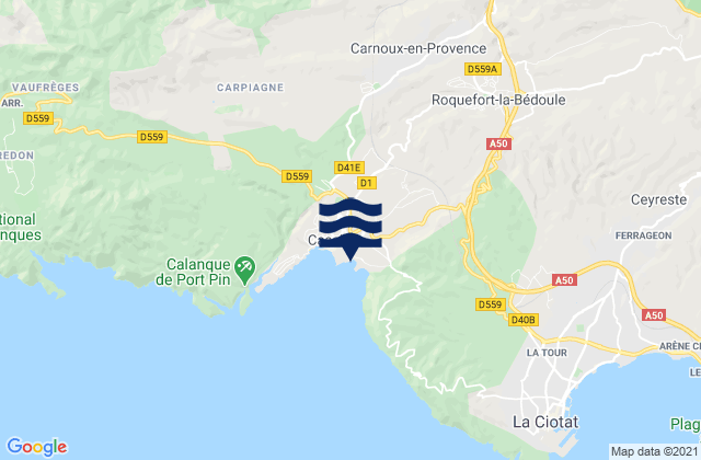 Mappa delle Getijden in Carnoux-en-Provence, France