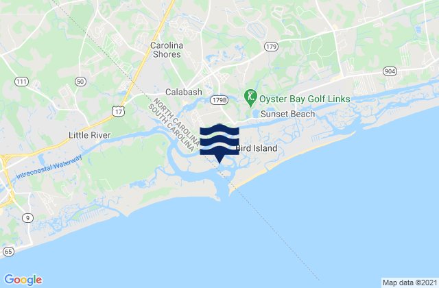 Mappa delle Getijden in Carolina Shores, United States