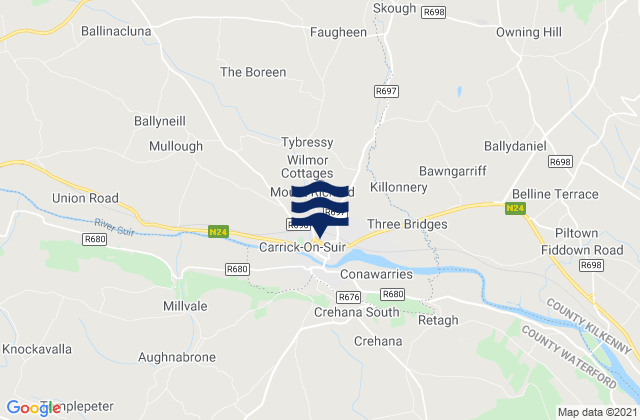 Mappa delle Getijden in Carrick-on-Suir, Ireland