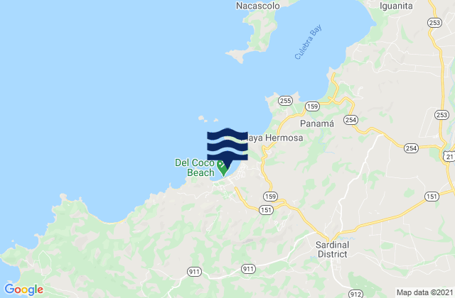 Mappa delle Getijden in Carrillo, Costa Rica