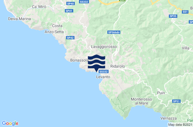 Mappa delle Getijden in Carrodano, Italy