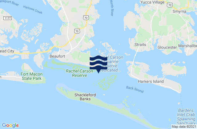 Mappa delle Getijden in Carrot Island, United States