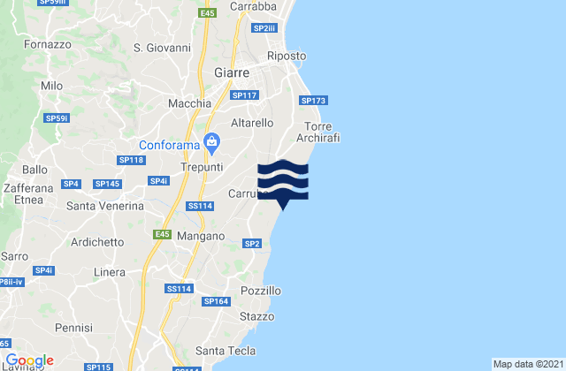 Mappa delle Getijden in Carruba, Italy