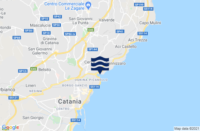 Mappa delle Getijden in Carrubazza-Motta, Italy