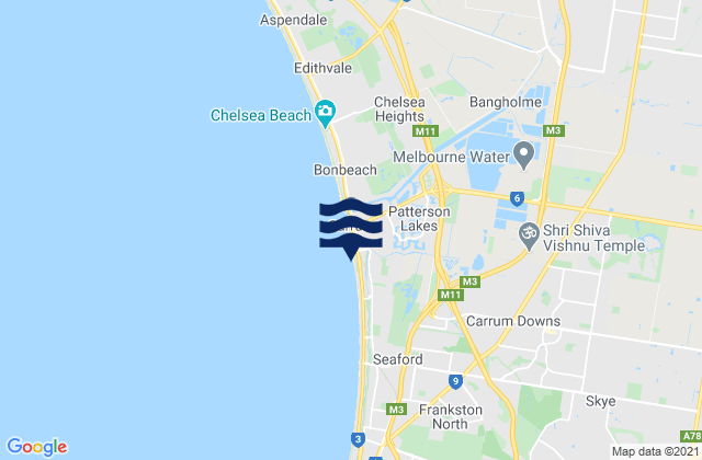 Mappa delle Getijden in Carrum, Australia