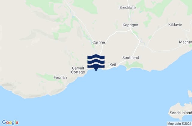 Mappa delle Getijden in Carskey Bay, United Kingdom