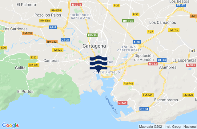 Mappa delle Getijden in Cartagena, Spain