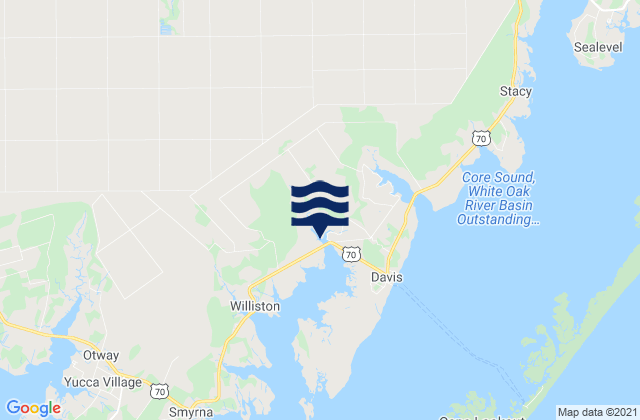 Mappa delle Getijden in Carteret County, United States