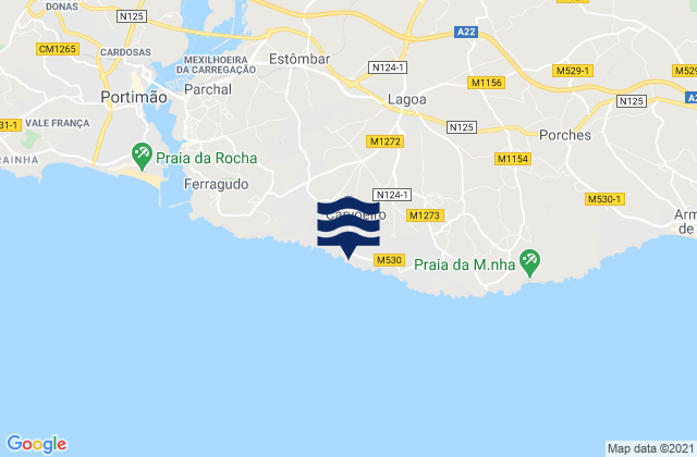 Mappa delle Getijden in Carvoeiro, Portugal