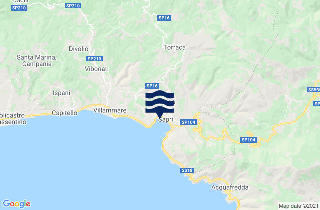 Mappa delle Getijden in Casaletto Spartano, Italy